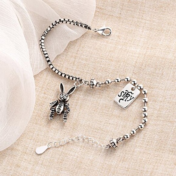 *NEW 925 Sterling Silver Vintage Rabbit Bracelet - Picture 5 of 9